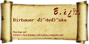 Birbauer Üdvöske névjegykártya